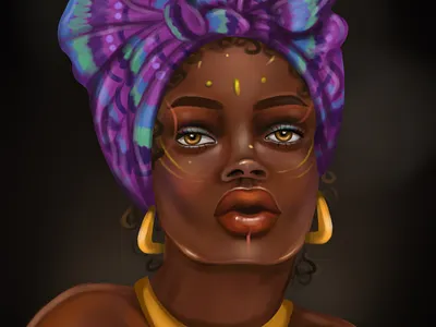 black beauty gold necklace african woman black beauty black woman concept art creative digital art dream illustration magic painting potrait purpule hues
