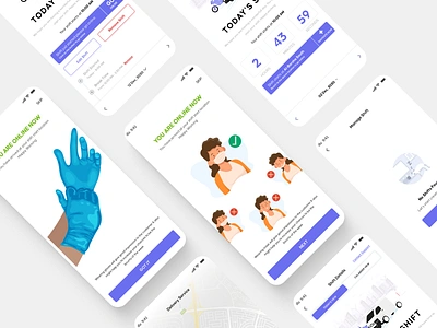 Driver Shift - Go Online cancel corona design digital driver empty state gloves go offline go online map mask mobile new shift shifts shot tracking typography ui ux