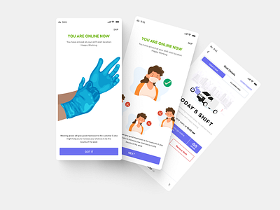 Driver Shift - Go Online driver gloves go online illustration login mask new shift offline online shift signup switcher toggle ui ux van