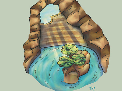 cave ancient civilization cave color digital hidden illustration lake procreate rock secrets
