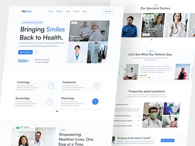 Healthcare Website Design care clean dental discover doctor header healthcare home page hospital landing page medical modern product design telemedicine ui ui design uiux web webdesign website