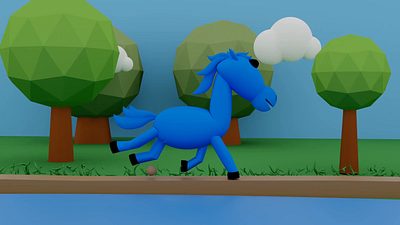 Blue Horse Blue Horse What Do You See 3d animation blender blue cartoon galloping horse run