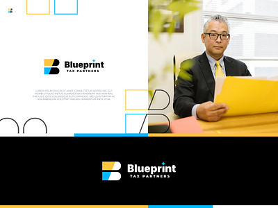 BluePrint Logo Design blue brand branding business concept design idea letter letter b logo logo logotype mark minimal modern print printing company simple slice startup yellow