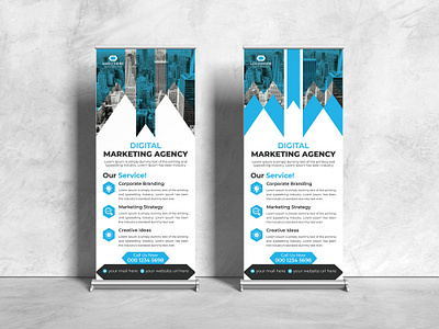 Digital Marketing Agency Roll Up Banner Design advertisement banner business corporate creative design display exhibition graphic design marketing minimal modern presentation promotion retractable rollupbanner standeebanner stationery template xbanner