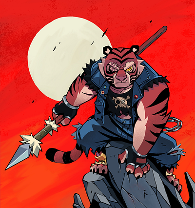 Jinzo The Tiger anime asian branding character design character ip comic book cyberpunk design illustration manga retro samurai tiger warrior