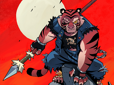 Jinzo The Tiger anime asian branding character design character ip comic book cyberpunk design illustration manga retro samurai tiger warrior