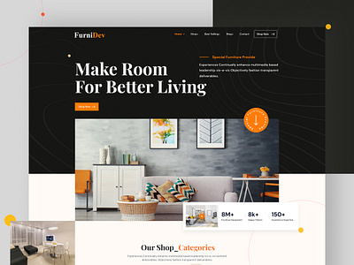 Modern Furniture Landing Page Design | Hero Section architecture chair decoration e commerce flet home page homedecor ikea interior studio landing page marketplace minimal modern offer online sofa web web design webdesign website