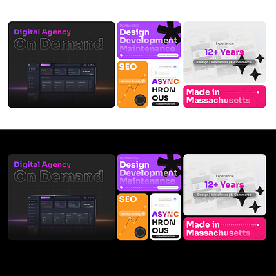 Bento Grid Design for Agency Website bento branding css design elementor gradient graphic design grid ui ux vector wordpress
