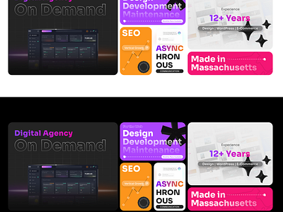 Bento Grid Design for Agency Website bento branding css design elementor gradient graphic design grid ui ux vector wordpress