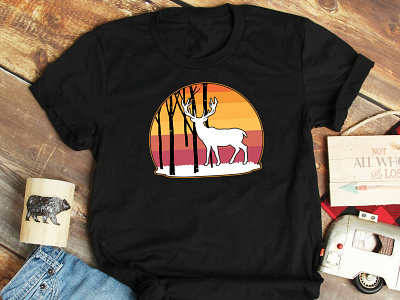 Deer T-Shirt Design | Deer Tee branding camp camper camping deer design graphic design jungle jungle camping logo merch by amazon print on demand teespring typography