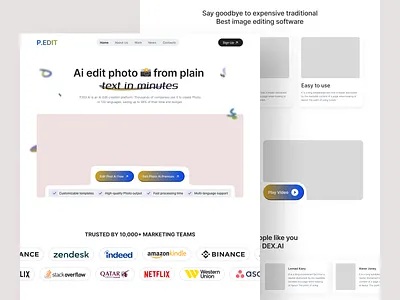 Ai Edit Photo Wireframe Landing Page ahmed tamjid ai ai design ai home page ai landing page ai photo edit ai website edit landing page photh saas ui ui design ux ux design visual design web design