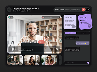 Video Conference — Design Tool Edition (Dark) animation arif zulfikar chat conference graphic design logo meet modern talking ui video video conference zoom