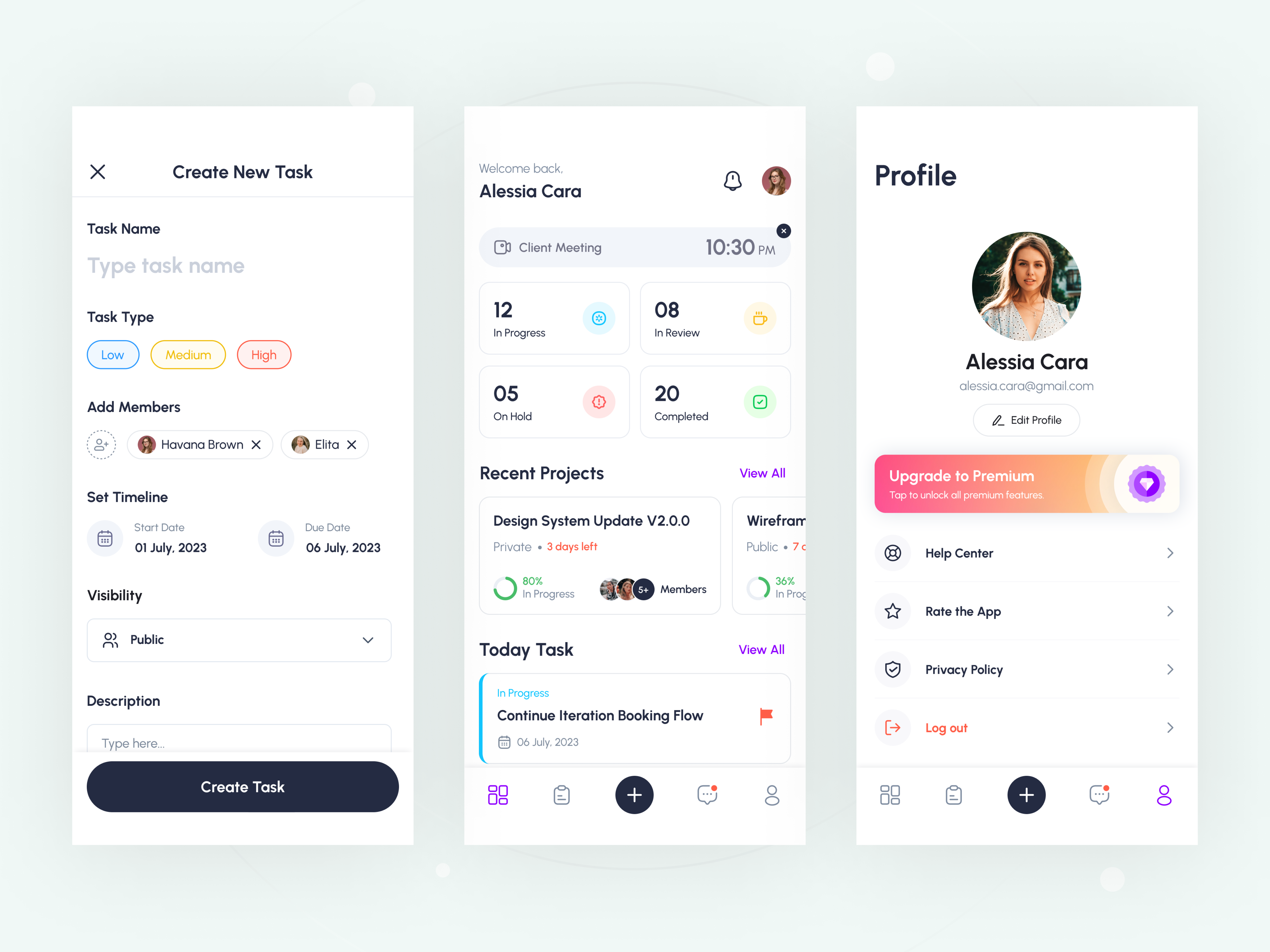Task and Project Management App analytics app design clean ui enterprise app ios app minimal mobile app productivity app project management schedule task app team management team project todo tracking trendy design ui uidesign ux work list