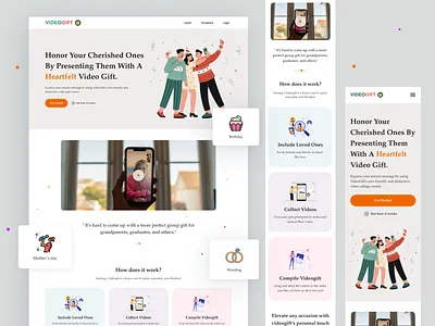 VideoGift web birthday gift gift app gift design gift landing page gift site gift web marriage product design responsive design video video app video edit video gift video gift app video gift website video hiring video message video record video website videogift