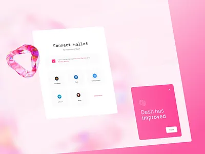 Dash Wallet Option 3d asset blockchain button button design card card design design design asset design inspiration exchange inspiration modal pink trading ui ui design uidesign user experience ux