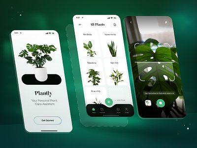 Plantly :: Plant Care Assistant 🌵 app design onboarding plant plant scan plantly scan ui ui design