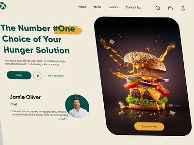 Food Delivery Landing Page burger chef clean delivery drink eating food header landing page menu minimal modern online food order app restaurant typography ui uiux ux web website
