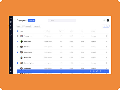 List of employees design ui ux