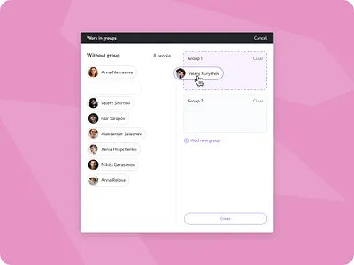 Drag&drop in workgroups design ui ux
