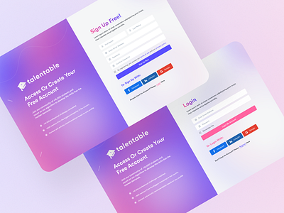 Talentable - Online Learning Platform account app clean color design edu education edutech elearning login minimal online pink purple school signin signup template ui ux