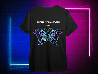 Halloween Butterfly T-Shirt Design butterflies butterfly custom custom t shirt design flowers graphic design halloween horror illustration insects love macro nature october pumpkin t shirt t shirt design trypography vector