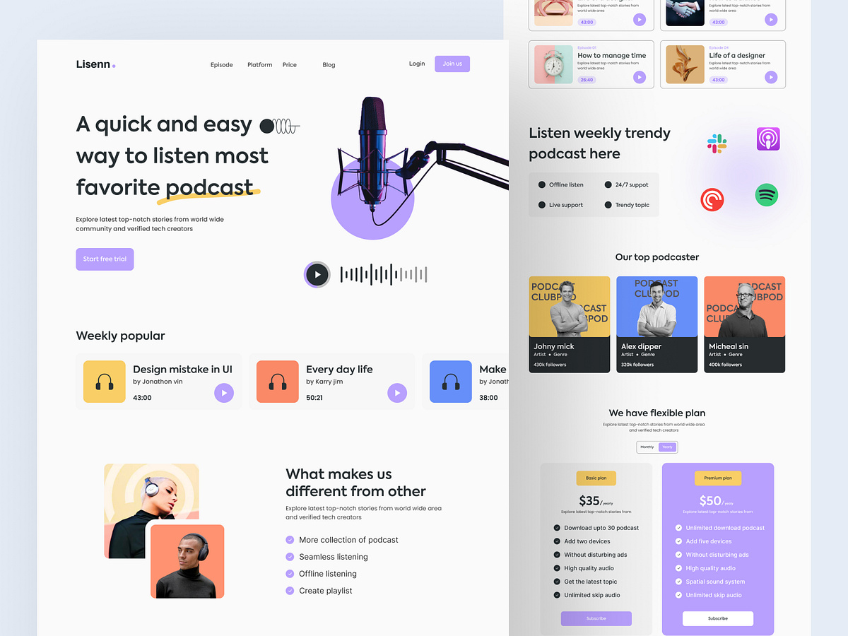 Podcast Website Landing Page by Mahid on Dribbble