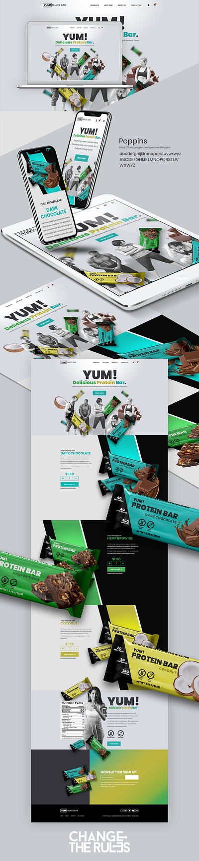 Yum! Delicious Protein Bar. Responsive Web Design bootsrap design responsive web design ui ux