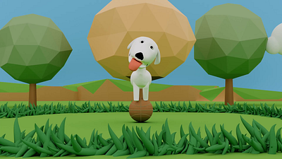 White Dog, White Dog, What Do You See? 3d animation ball blender cartoon design dog white