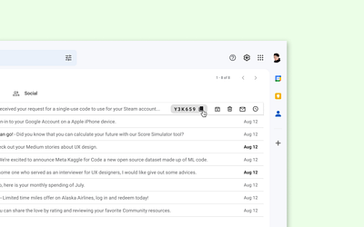 Gmail Verification Code Quick View Concept - [UX Idea Crumb] design ui ux