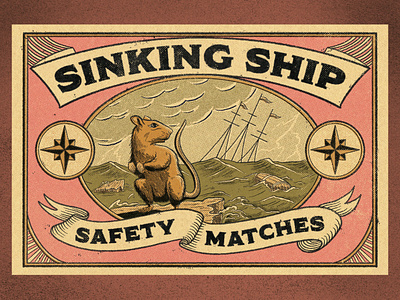 Sinking Ship Safety Matches branding graphic design illustration matchbox nautical packaging retro safety matches tattoo vintage