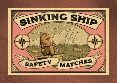Sinking Ship Safety Matches branding graphic design illustration matchbox nautical packaging retro safety matches tattoo vintage