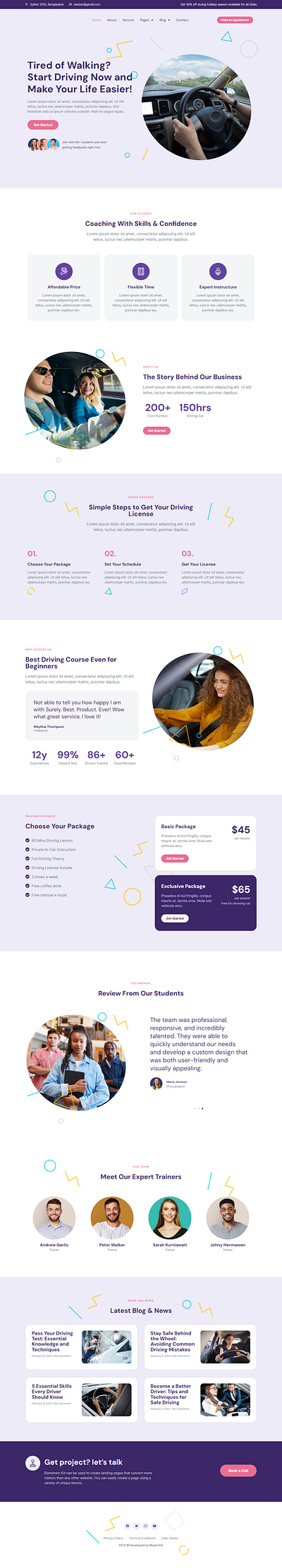 Car Driving Course Website agency landing agency website design designer elementor pro elementor site elementor website landing page design ui wordpress wordpress agency wordpress designer wordpress developer wordpress elementor wordpress landing wordpress page wordpress website