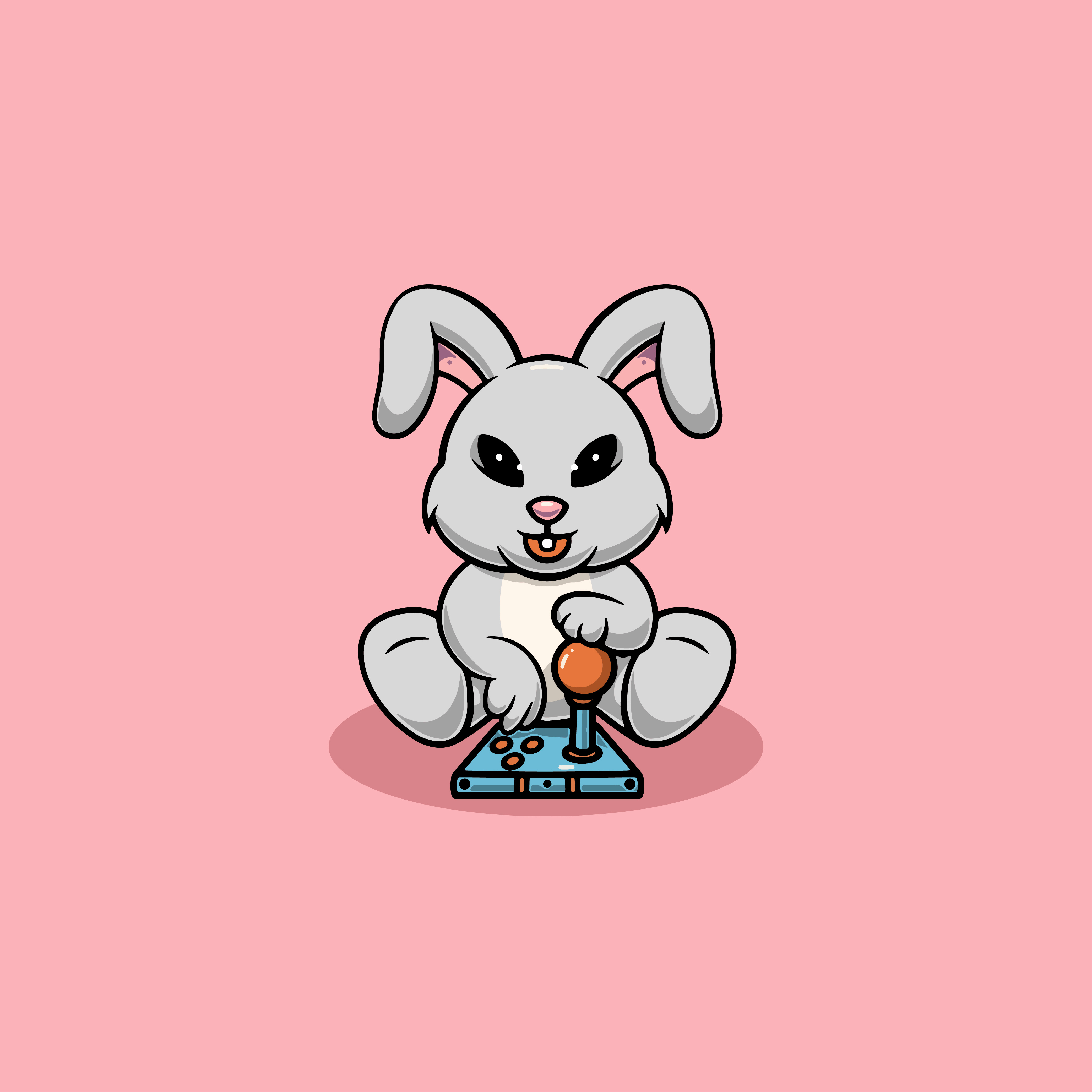 Cute Rabbit Playing Games Illustration animal mascot branding