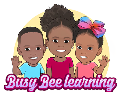 animated logo with three beautiful kids animated logo animation for left hand day boy celebration congratulate custom design funny girl with bun and curly hair graphic design greeting card happy kids illustration intro video kids left hand days left hand friend promote business waving hand winking youtube intro