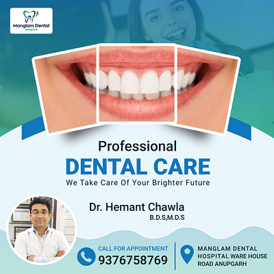 Professional dental care instagram post design branding design graphic design typography