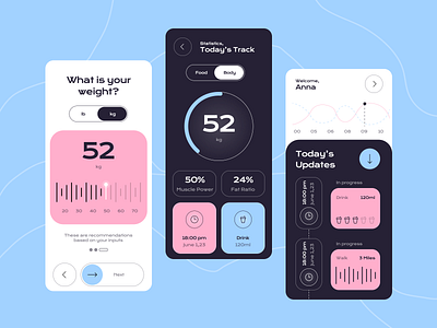 Fitness Tracker Mobile App design fitness app fitness mobile app design fitness tracker fitness tracker app mobile mobile app mobile app design mobile app design simple pastel colors simple mobile app typography ui ux