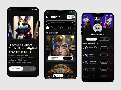 NFT App app crypto crypto app design designpros graphic design nft nft app ui uiux user experience user interface ux wallet website