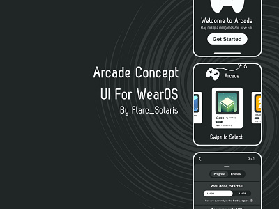 Arcade Concept UI for WearOs animation app arcade canva design graphic design illustration minimal ui vector watch wearos