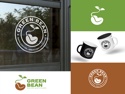 Green bean | Coffee shop bean branding coffee coffee bean coffeeshop eco graphic design green logo minimalist logo modern logo organic vegan