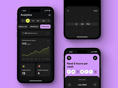 Mobile app UI/UX design services for a habit tracker app design typography ui ux