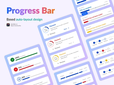 Progress Bar UI Kit auto layout dashboard indicator mobile product design progress progress bar progress indicator progressbar ui ux