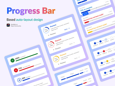Progress Bar UI Kit auto layout dashboard indicator mobile product design progress progress bar progress indicator progressbar ui ux