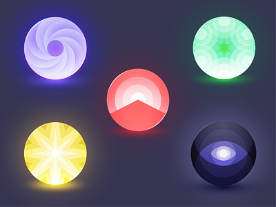 Superpower Orbs app icon art ball crystal design game graphic hero icon icons illustration logo magic orb power powers rpg skeuomorphism super powers ui
