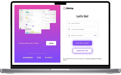 User Onboarding Product Study: ClickUp Redesign clickup design figma login signup ui ux