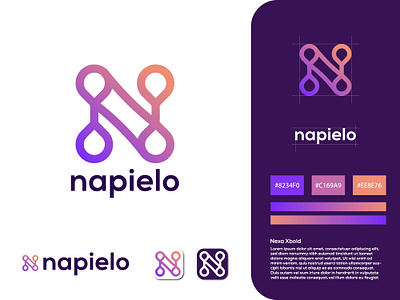 Napielo- Vector Abstract N letter Technology Brand Logo branding creative design graphic design illustration logo logos modern logo vector