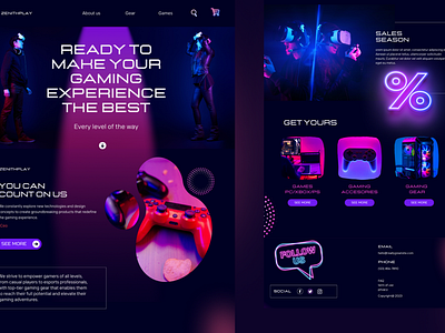 Gaming gear shop landing page dailyui dark darktheme gamer gaming gaminggear landingpage pink purple ui