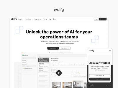 Uify - Landing page design landing page low code mobile ui website