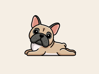 Relaxing Frenchie adorable brand branding cartoon character circle crest cute dog doggie enclosure french bulldog frenchie funny identity logo mascot logo pet playful resting