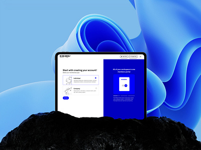 D BLOCK - Co-working spaces account blue co working interaction landing motion onboarding sign up ui