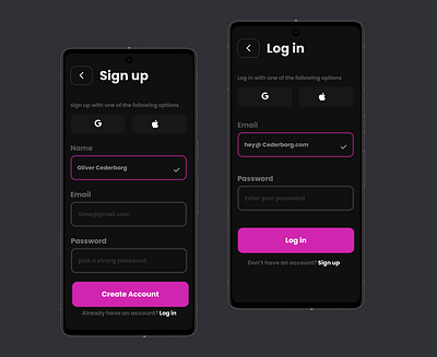 Sign up page recreated